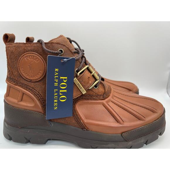 Polo Ralph Lauren Oslo Brown Low Boots HydroGuard Men's 10 NEW - Picture 1 of 12
